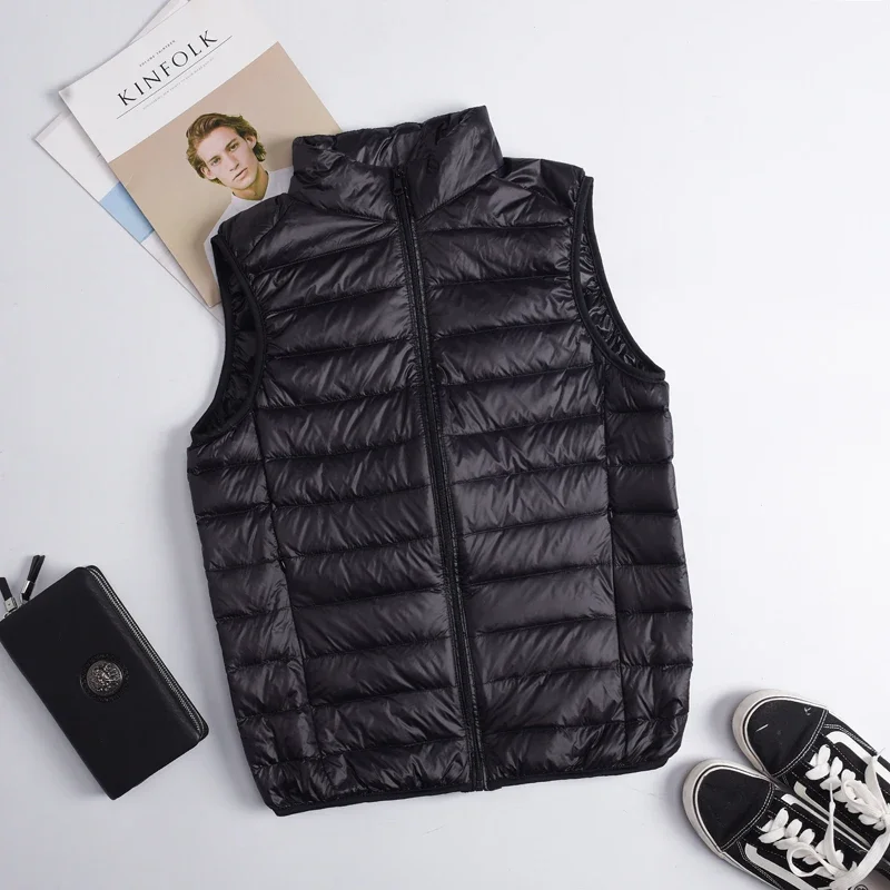 New Brand Autumn Winter Light Down Jacket Men's Fashion Short Ultra-thin Lightweight Youth Slim Coat Down Vest Plus size 2024