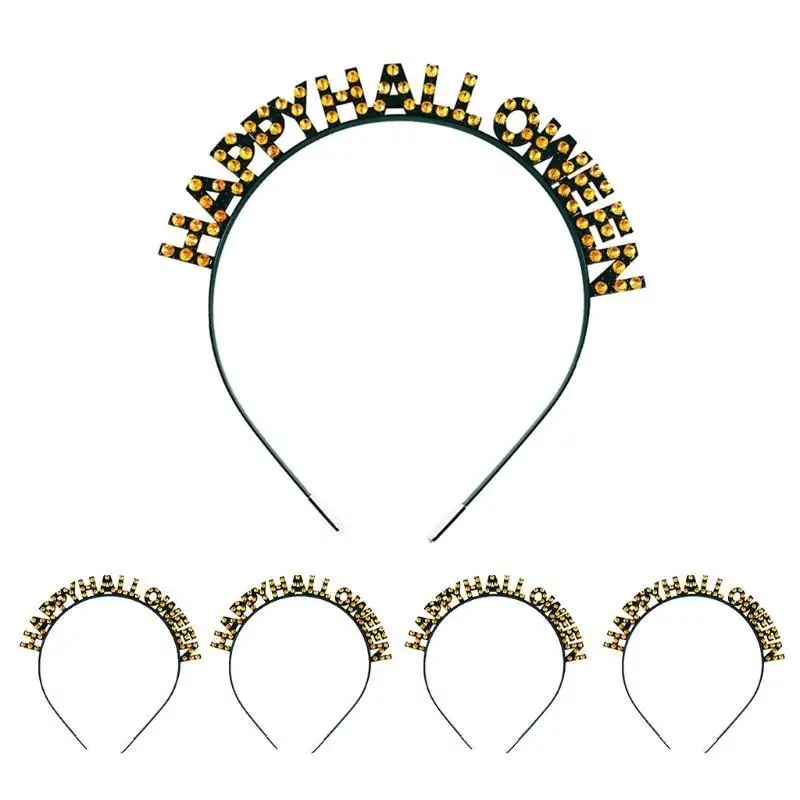 

652F обруч для волос с кристаллами и буквами, повязка на голову со стразами, аксессуары для Хэллоуина, косплея, вечеринки
