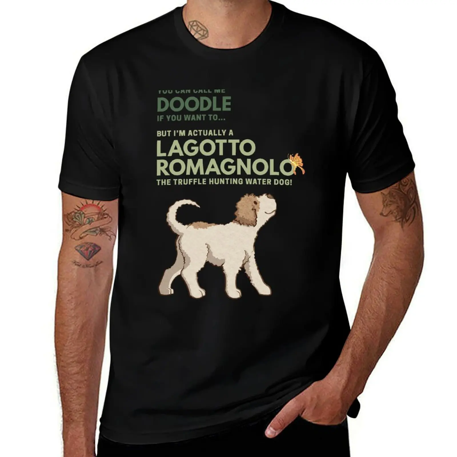 Cute Cartoon Lagotto Romagnolo Purebred Dog. NOT A Doodle. T-Shirt street wear plus size tops plain t shirts men