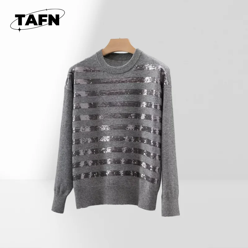 سترة صوف دافئة للنساء، نمط كاجوال ومعكرر للشتاء، سترة محبوكة أنيقة للنساء، مثالية لأي كاجوال AJ1828