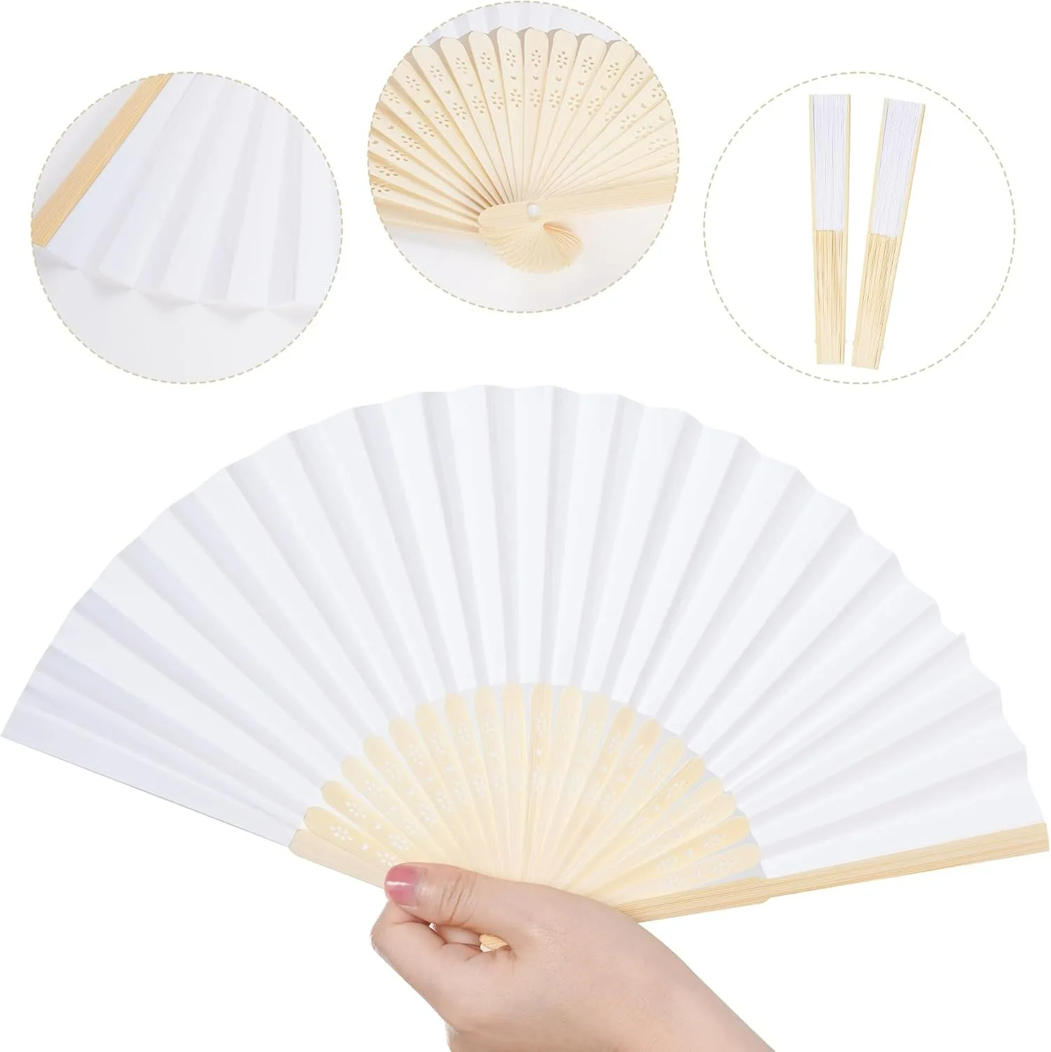 1-30pcs DIY Paper Bamboo Folding Fan Adults Children's Calligraphy Painting Practice Blank White Folding Fan Wedding Gifts