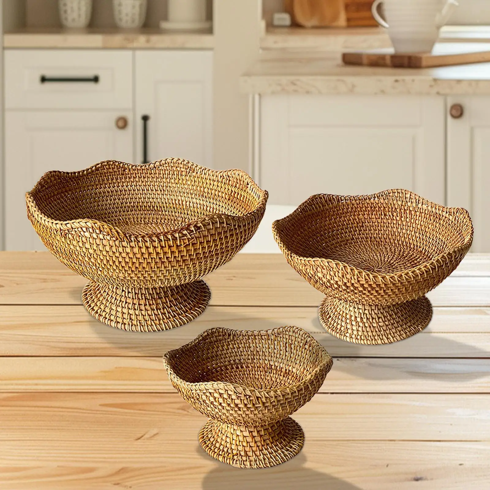 

Handmade Rattan Fruit Basket Home Living Room Basket Rattan Fruit Bowl Food