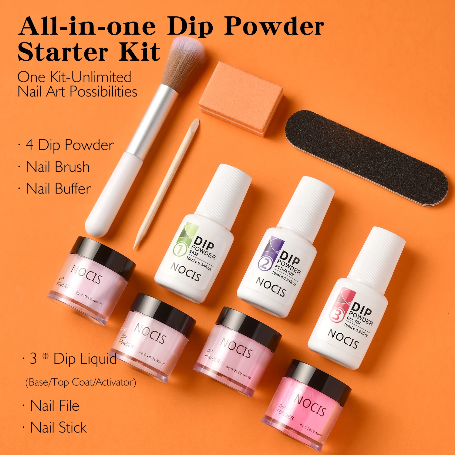 Dip Powder Nail Kit 4 Colors Valentine's Day Dipping Powder Liquid Set with Base/Top Coat Activator for Nail Art Salon DIY Gift