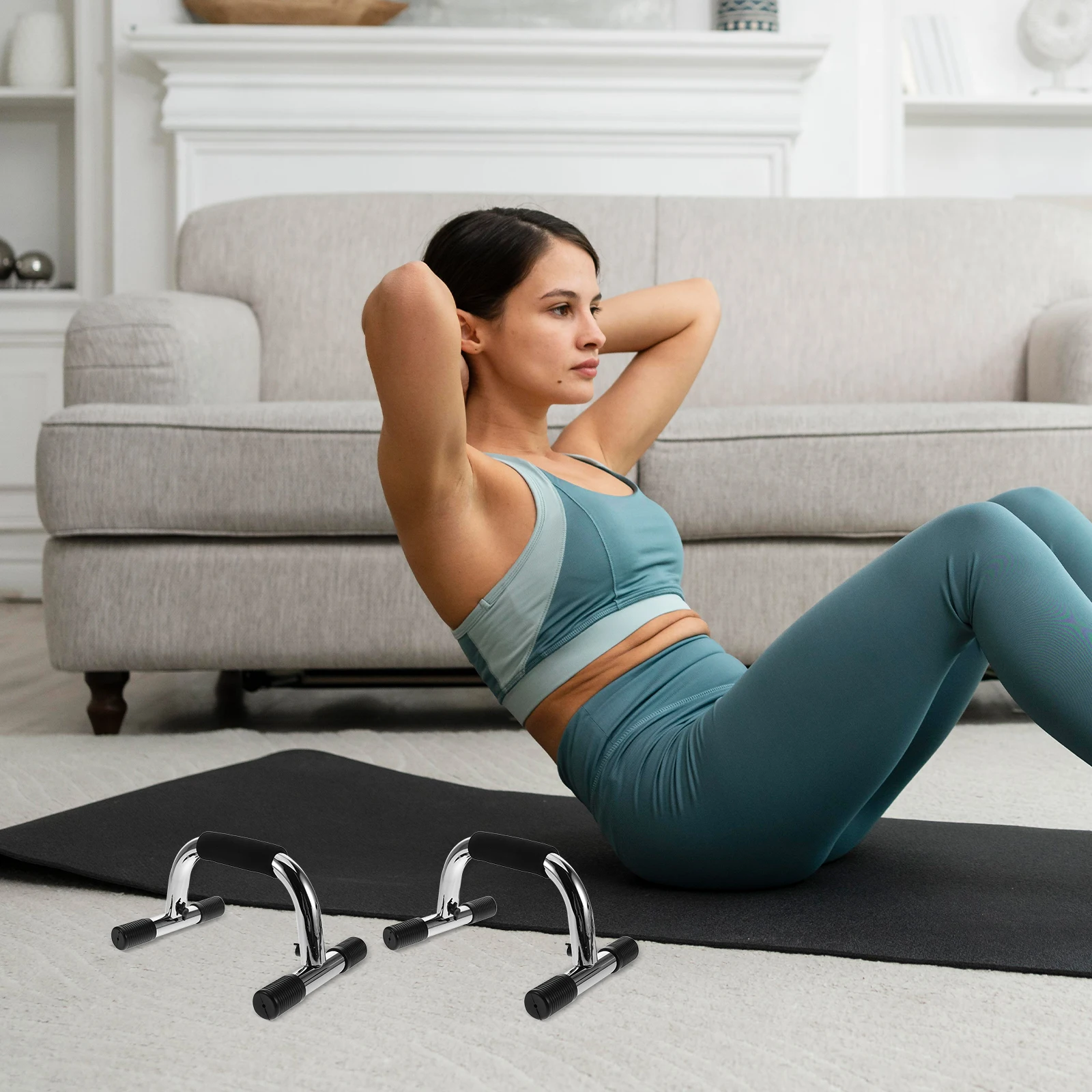 Asas para suelo para hombre, equipo de gimnasio en casa, barra de calistenia de entrenamiento de brazo de altura ajustable de acero al carbono, 2 uds.