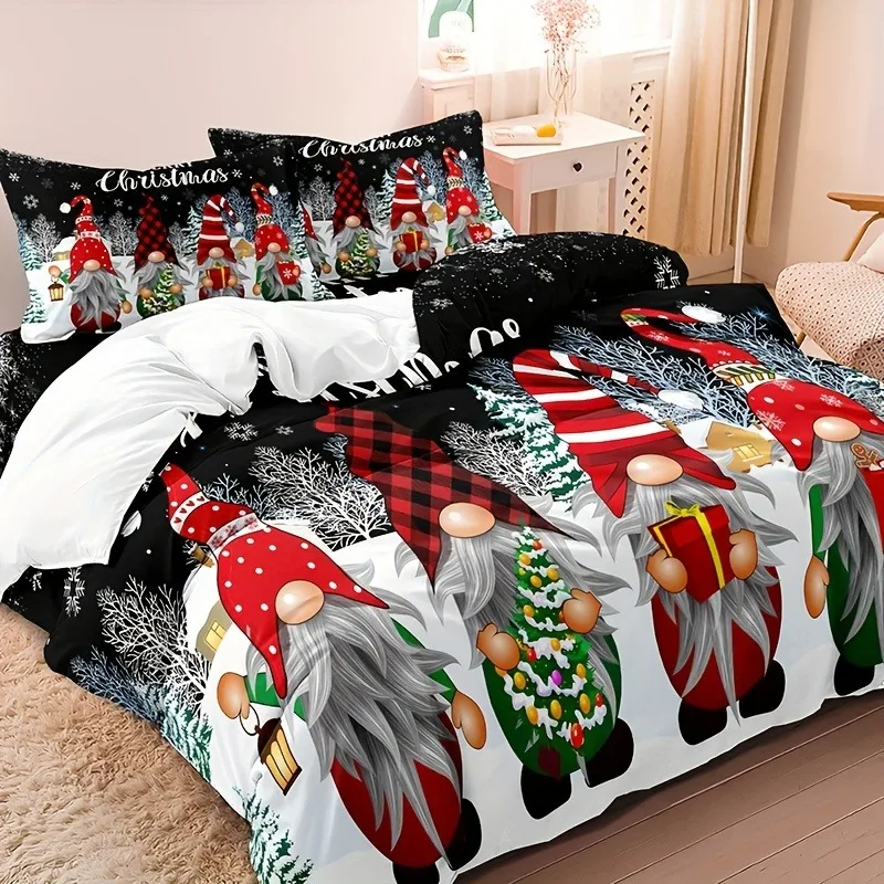 Weihnachten Bettwäsche Set 3D Gedruckt Bettbezug Set Einzel Twin Doppel Größe Schlafzimmer Dekor Bettbezug Set Weihnachten Geschenk für Kinder – Detail 4