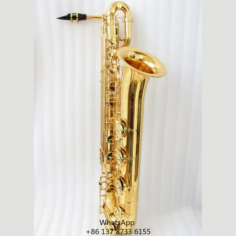

Affordable Good Quality Baritone Saxophone Gold Lacquered Brass Body Baritone Saxophone With Mouthpiece Case