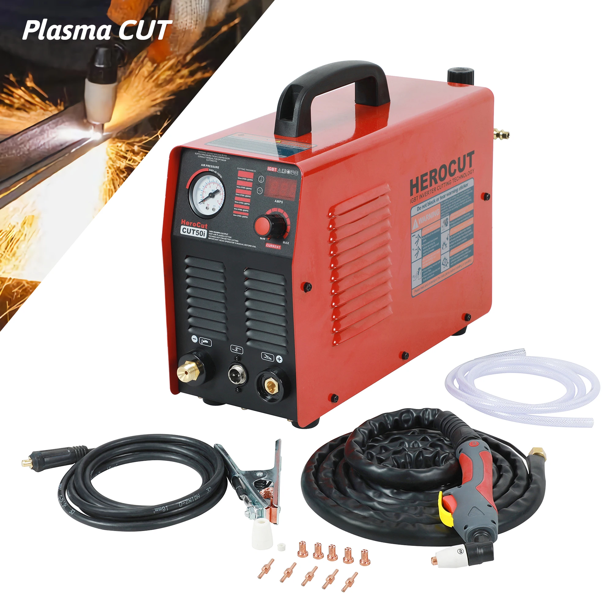 Plasma Cutting Machine CUT50D 110/220V Dual Voltage HF Single Phase IGBT Plasma Cutting Machine Cutting Thickness 15MM