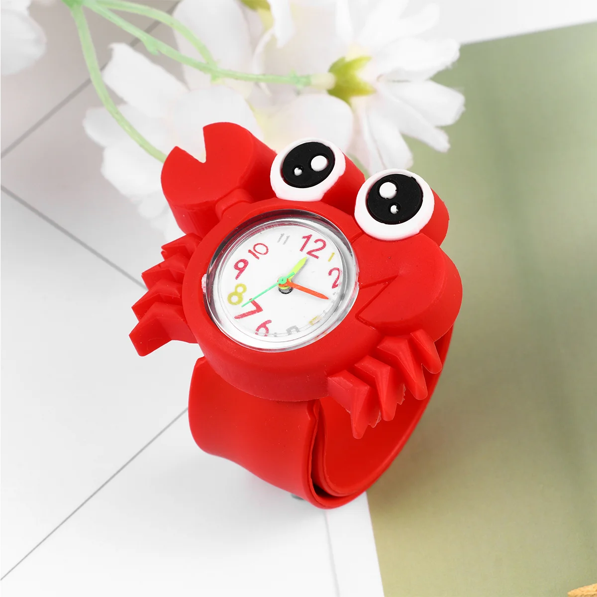 

2Pcs Cartoon Watch Watch Marine Animal Design Red Crab Green Sea Turtle Durable Comfortable Wristwatch for