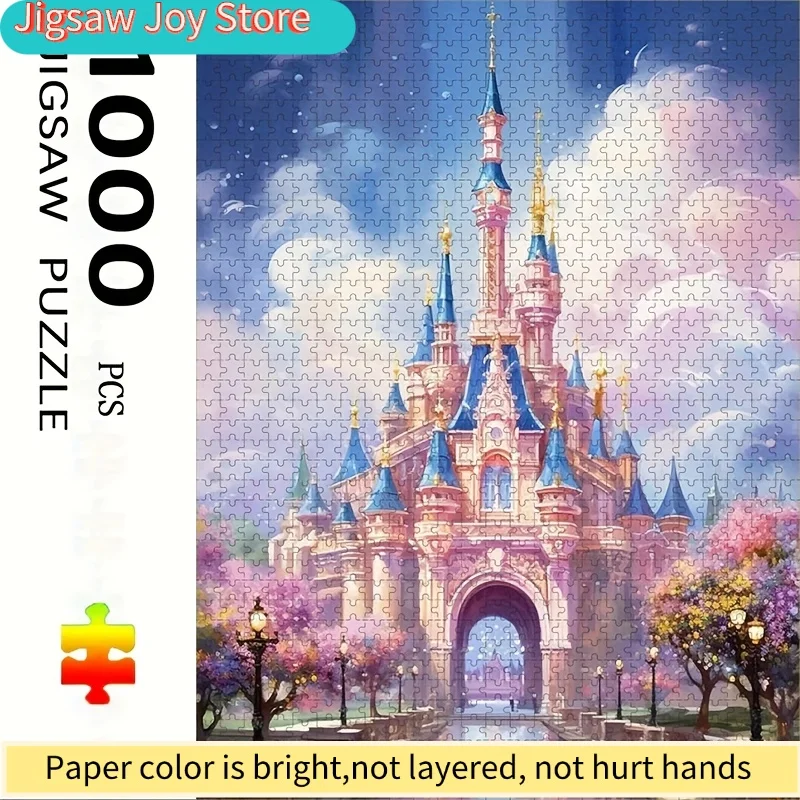 ชุดตัวต่อกระดาษขนาดใหญ่ธีมปราสาทดิสนีย์ - ไม่มีกรอบ สำหรับตกแต่งบ้านและเกมเสริมสร้างการเรียนรู้แบบอินเทอร์แอคทีฟ ขนาด 50 ซม.*70 ซม./19.7 นิ้ว