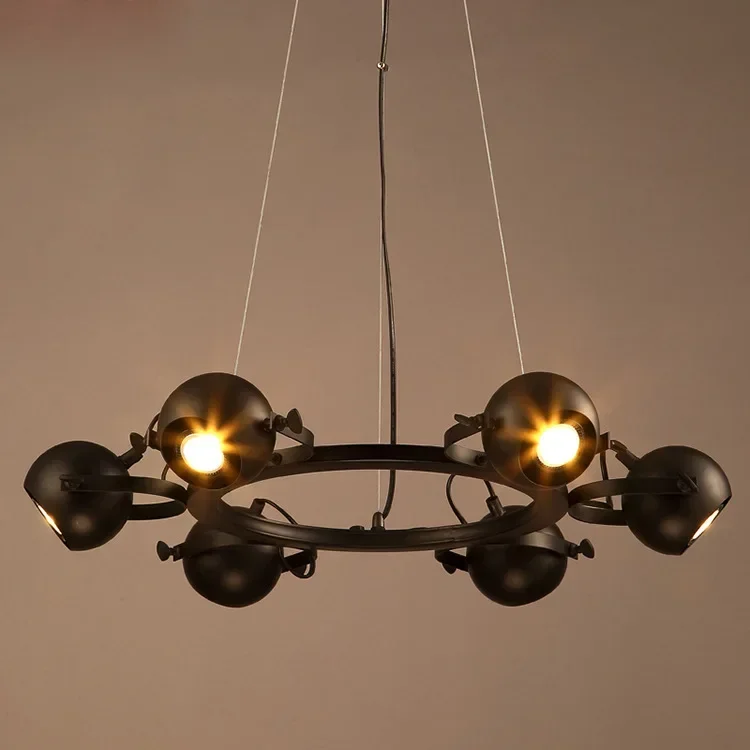 

Creative Restaurant Chandelier Retro Industrial Style Wrought Iron Chandelier European and American hall living room chandelier