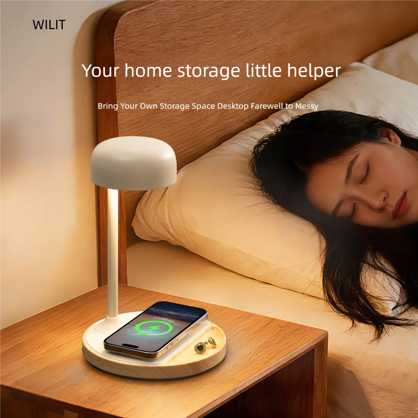 WILIT LED Desk Lamp with Wireless Charging Student Dormitory Office Bedside Table Lamp Bedroom Lighting Night Light Decoration view 4