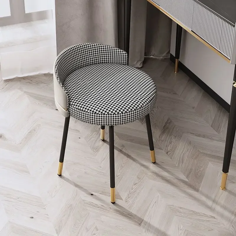 Light Luxury Makeup Bench Bedroom Simple Modern Vanity Chair Soft Seat Backrest Small Nordic Dressing Stool Ottomans Furniture