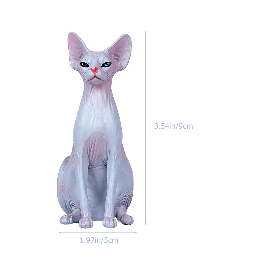 Realistic Hairless Cat Sculpture – Small Plastic Desktop Decor, Photo Prop & Kids Learning Toy