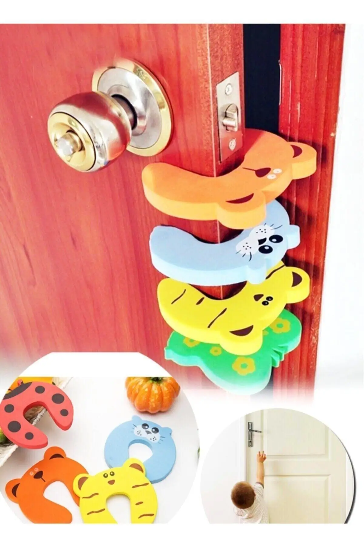 Baby Child Protective Door Stoppers 4 Pcs Set, Product flexible structure of each size available at the door.