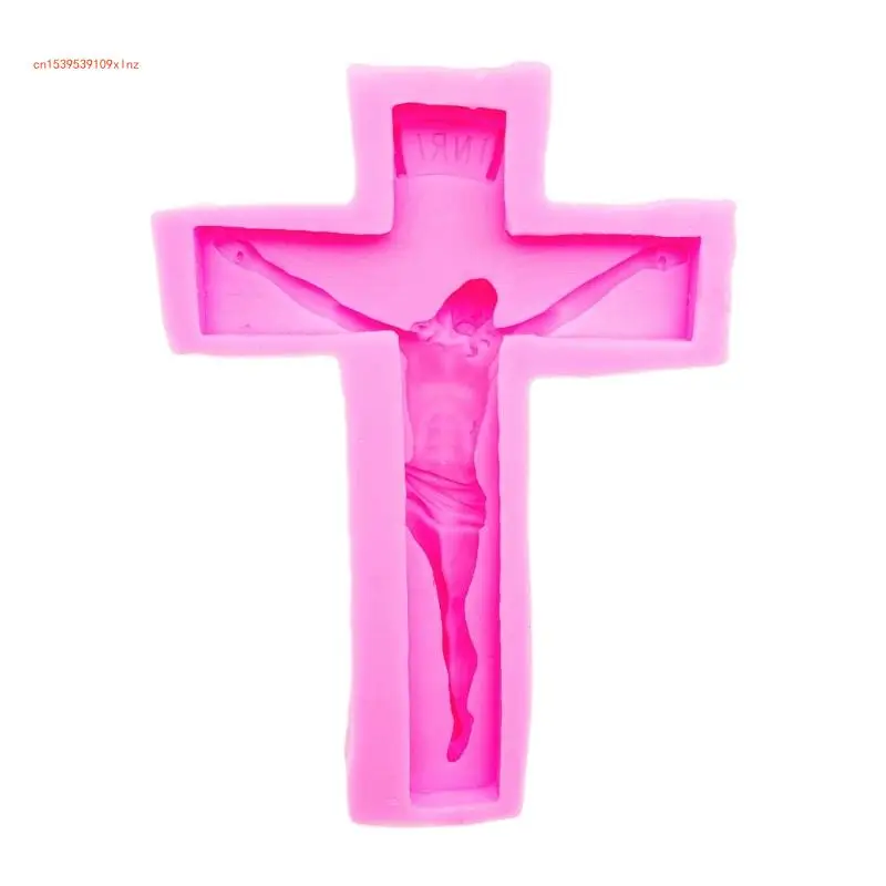 Molde fundição resina epóxi crucifixo Jesus, molde pingente parede cristal para artesanato DIY