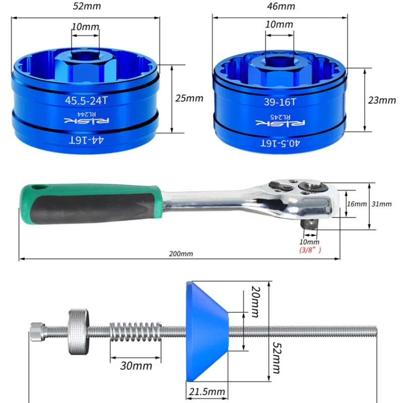 RISK Bicycle Bottom Bracket Cup Removal Tool Ratchet Wrench Toos For BB44-45.5 BB39-40.5 DUB BB52 RS500 GXP BBR9100 BBR60 MT800