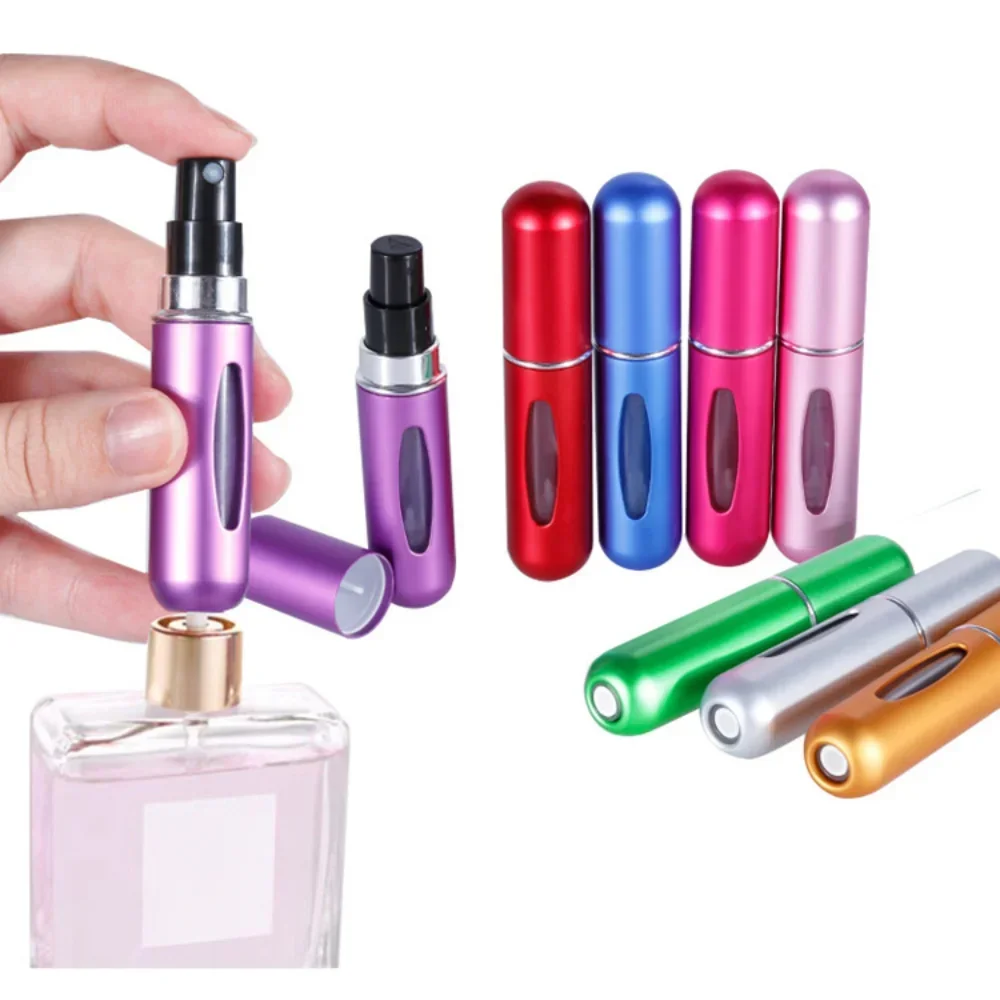 5/10 sztuk 5ml atomizer do perfum przenośny pojemnik na kosmetyki podróżny Mini aluminiowy spray alkohol pusta butelka wielokrotnego napełniania