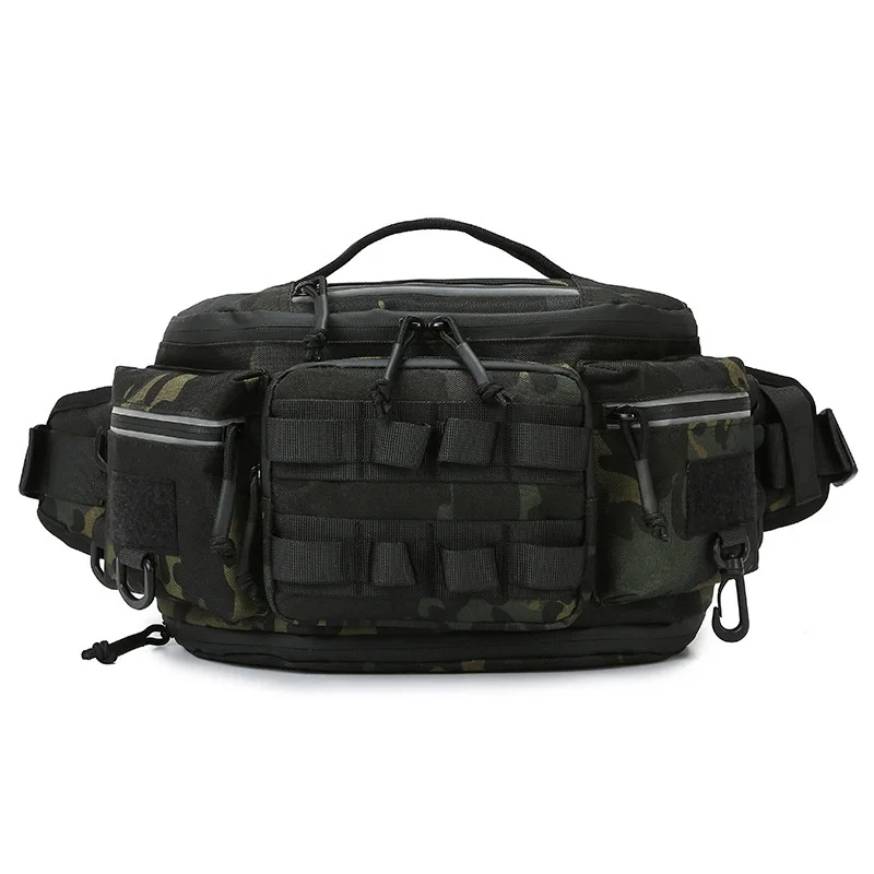 AliExpress scione Men's Fishing Lure Waist Bag Chest Backpack Molle Sports Fanny Pack Outdoor Hiking Running Cycling Rig Pouch Multi-pockets Bag