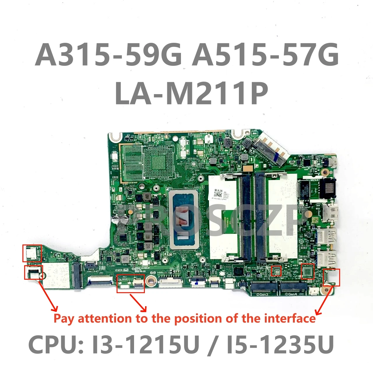 LA-M211P NBK6T11001 Haute Qualité Carte Mère Pour Acer A315-59G A515-57G Ordinateur Portable Carte Mère Avec I3-1215U / I5-1235U CPU 100% Testé