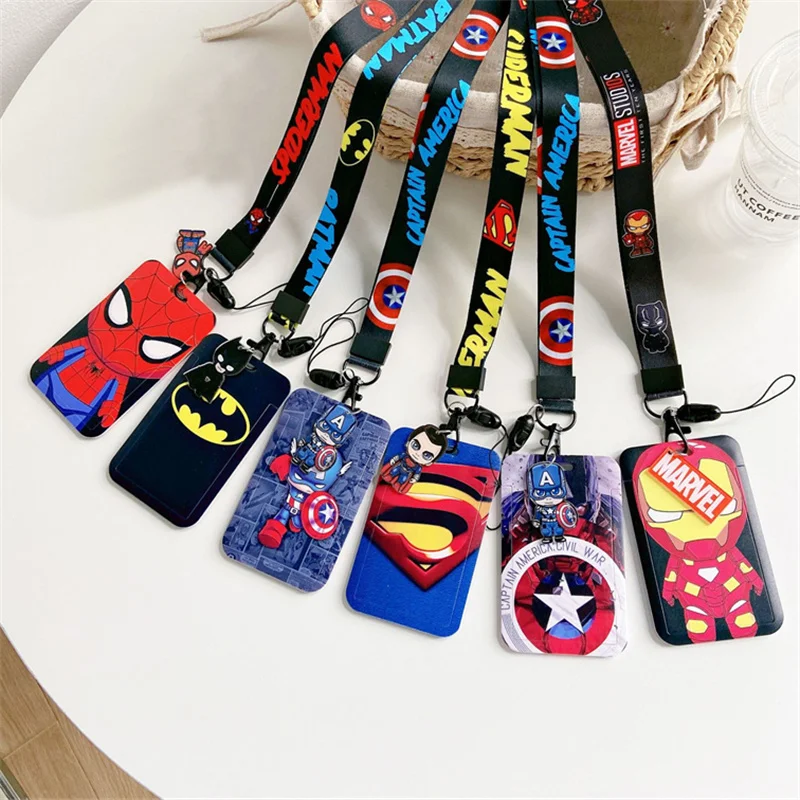 Spider-Man ID Card Holder Neck Strap Pendant Spiderman Cool Boys Door Badge Holder Lanyards Keychain Spider Man Credential Case