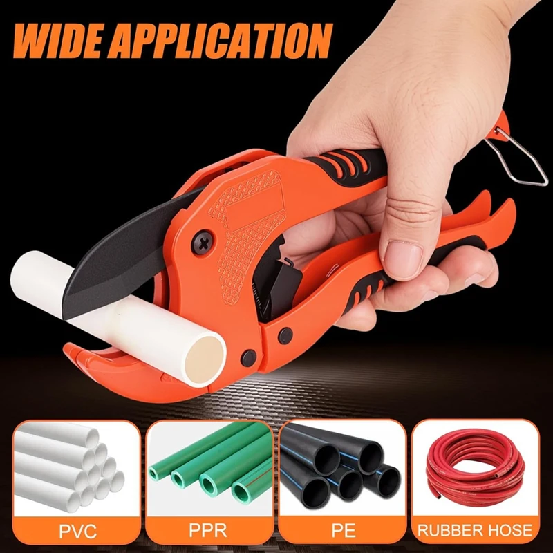 PVC Pipe Cutter, Ratchet PVC Pipe Cutting Tool Home DIY Enthusiasts, Plumbers, Electricians & Auto Mechanics