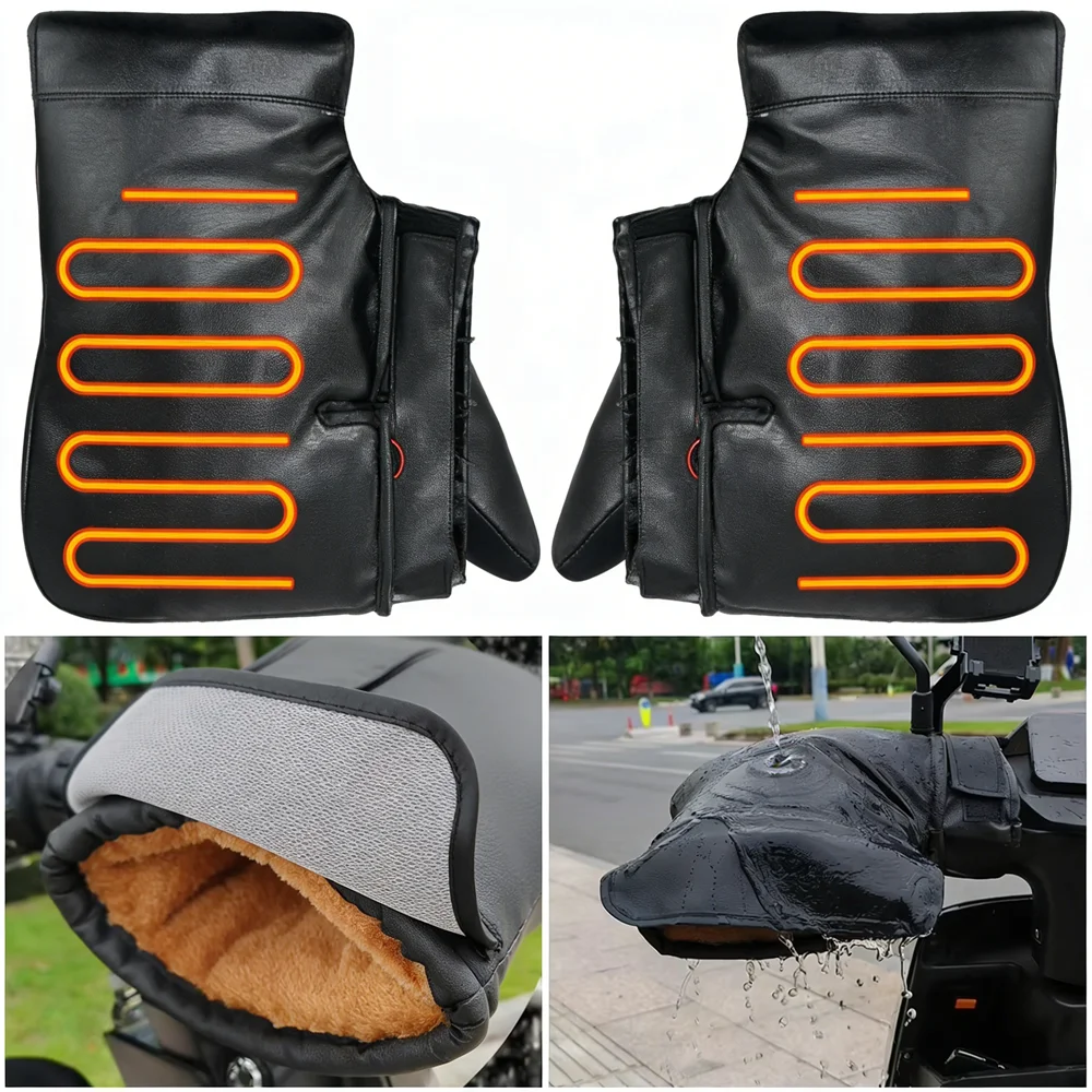 

Electric Heating Handlebar Gloves Waterproof Motorbike Heated Handle Grip Gloves USB Charging for Bicycle MTB Motorcycle Scooter