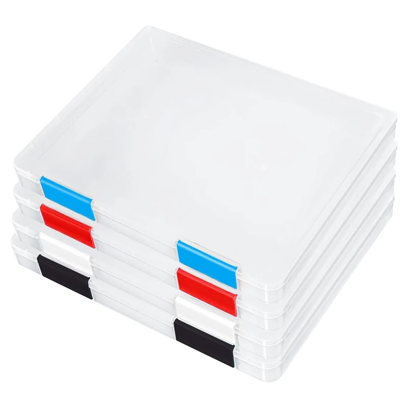 4 Pack A4 File Box,Clear Plastic Document Storage Box,For 8.5Inch X 11Inch Letter Paper, For Magazine File