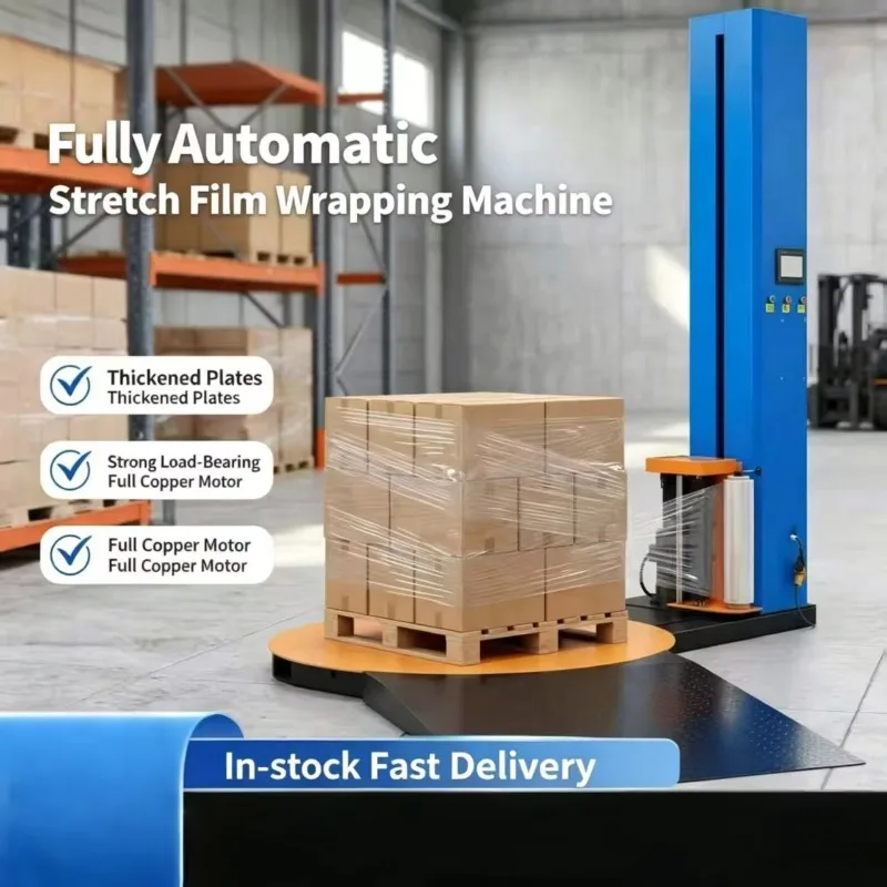 High Quality Plastic Wrapping Film Packaging Machine Industrial Pallet Film Wrapper Machine for Distribution Center Packaging