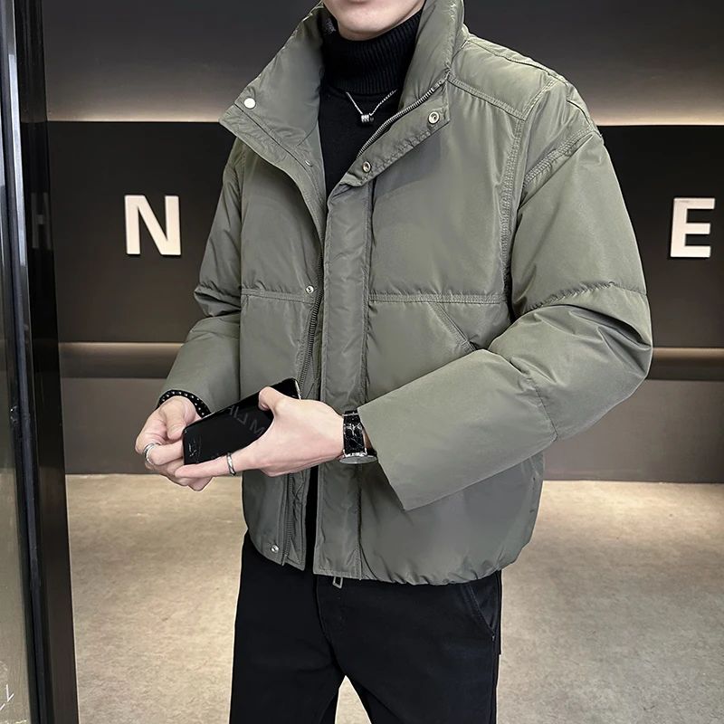 2024 New Winter Men's Down Jacket Men White Duck Coat Windproof Warm Travel Camping Overcoat Thicke Solid Color Hooded Male