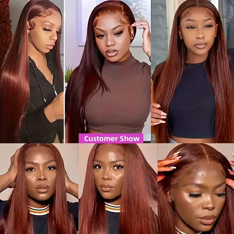 Reddish Brown Straight 13x4 Hd Lace Frontal Human Hair Wig Pre Plucked 13x6 Lace Frontal Wig Brazilian Human Hair Wigs For Women