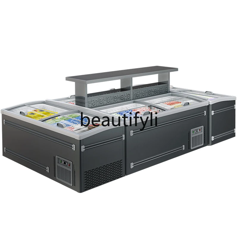 

Horizontal Freezer Display Combination Island Cabinet No Frost Blast Freezer Supermarket Freezer with Arc Window