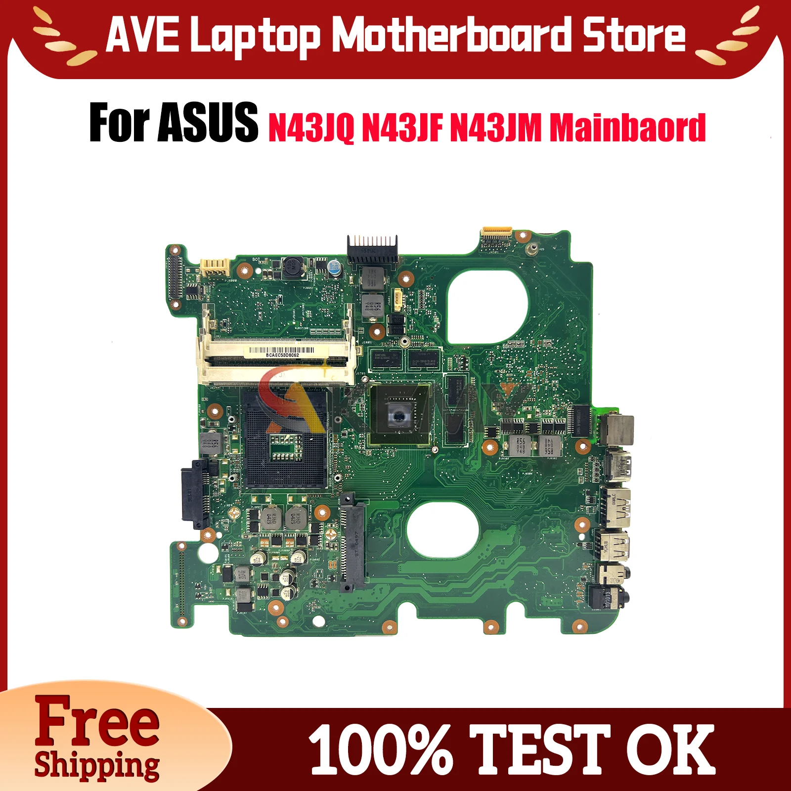 

N43JQ Laptop Motherboard For ASUS N43JF N43JQ N43JM N43J Notebook Mainboard This item is in stock 100% tests OK fast shipping