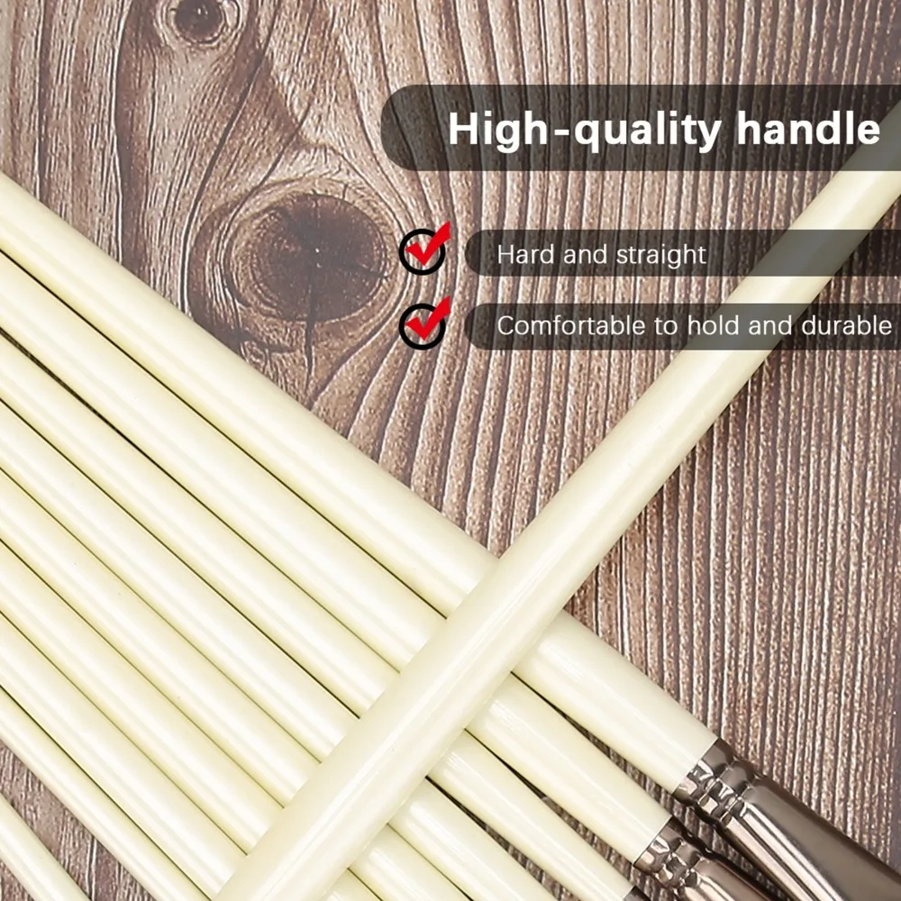 

10PCS Premium Nylon Fiber Nylon Fiber Painting Brushes Even Color Pickup Multi Size Tips Gouache Acrylic Brushes Solid Craft