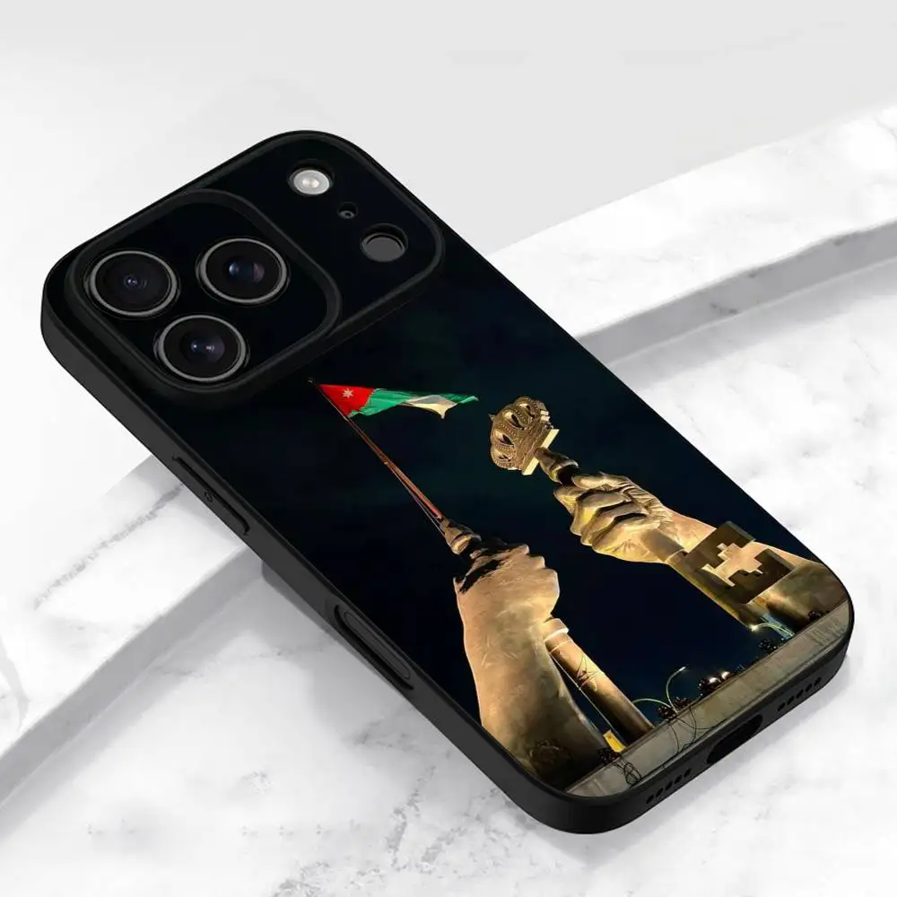 Coque de téléphone avec emblème National Jordan, drapeau passeport, pour iPhone 17,16,15,14,13,12,11,Pro,Max,Plus,E,Air,Mini, housse de protection noire