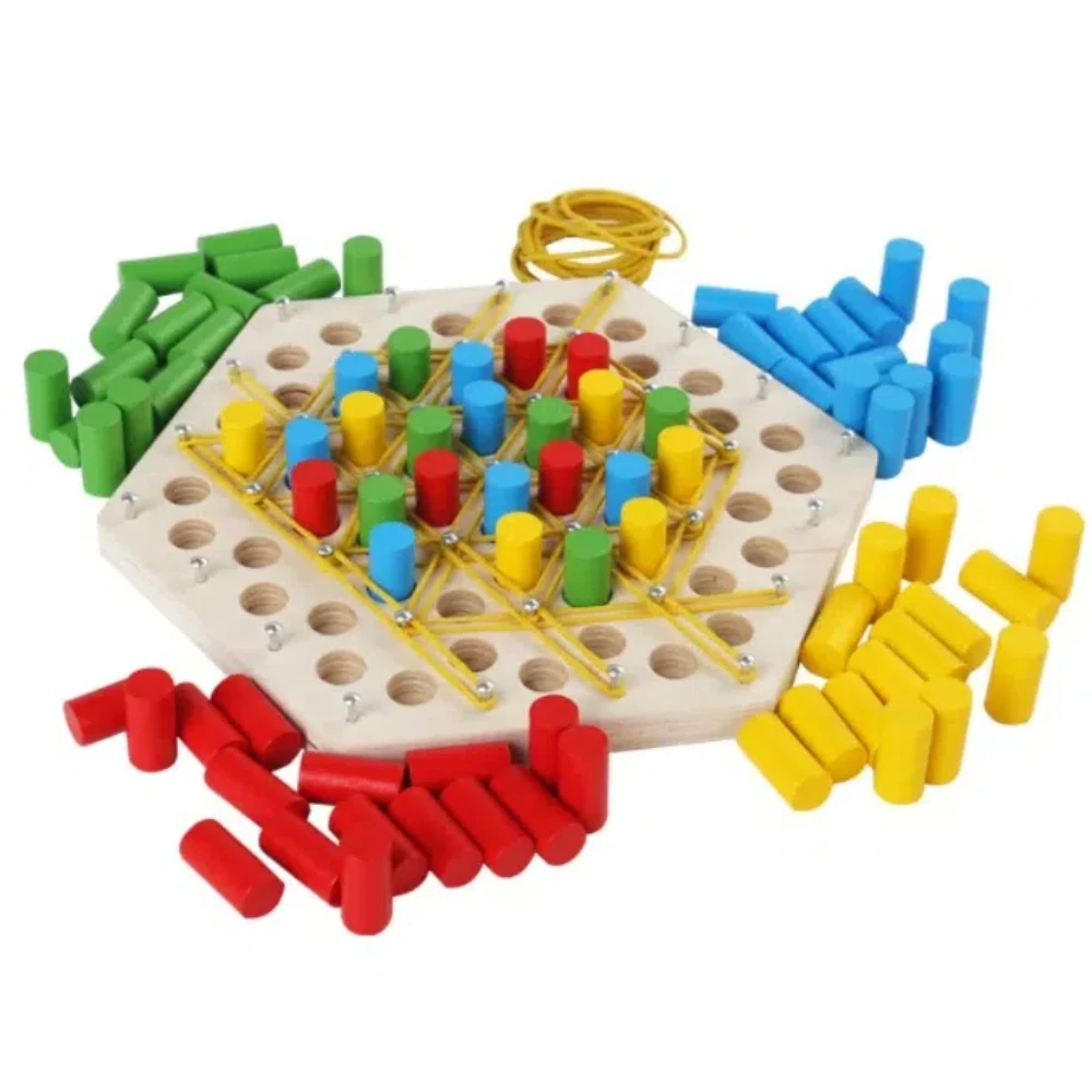 Rubber Band Geometry Chain Chess Logical Thinking Triangle Desktop Triangle Chess Desktop Game Parent-child Interaction