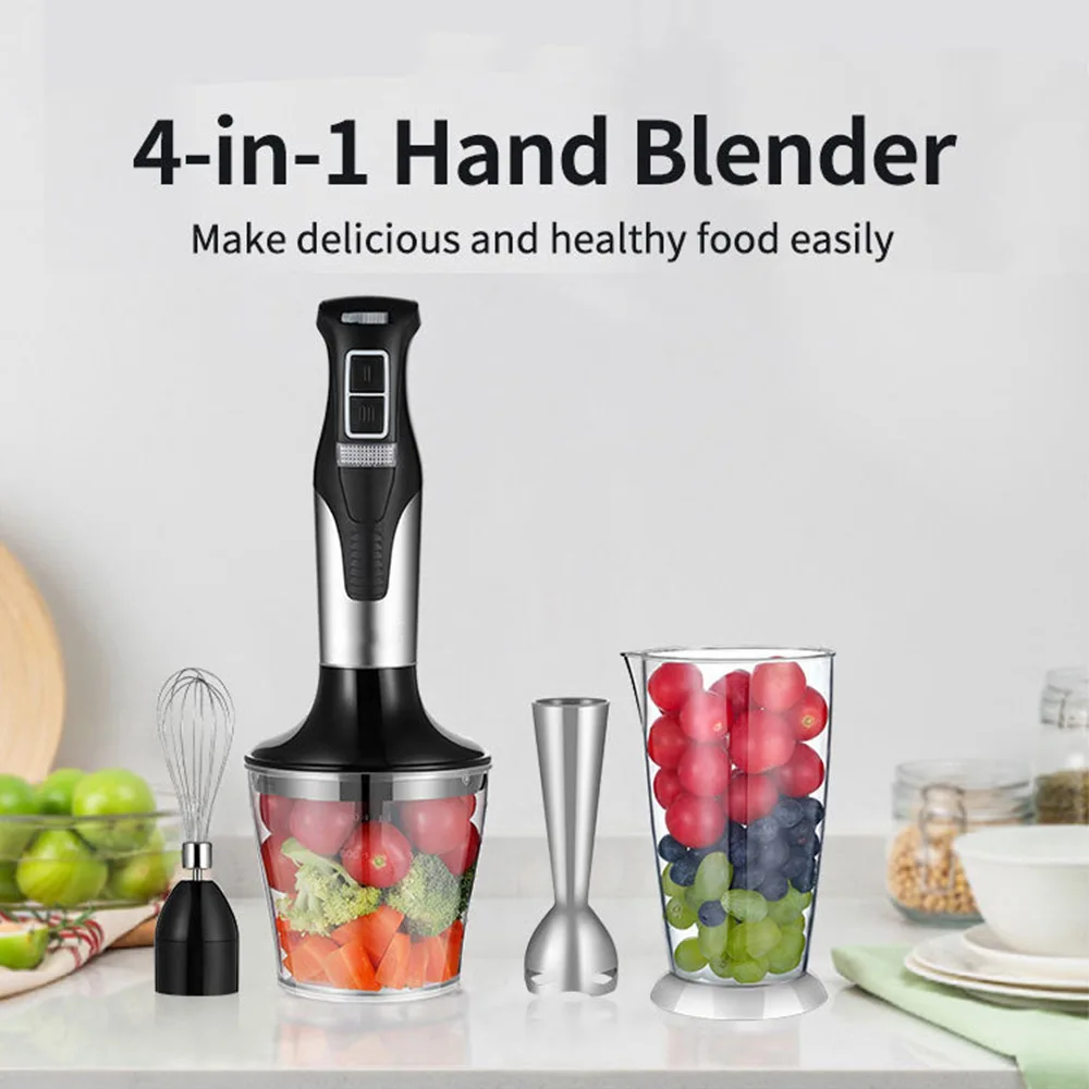 1000W 4 in 1 Immersion Hand Blender Stainless Steel Electric Stick Mixer Food Processor Egg Whisk Mixer Juicer Meat Grinder