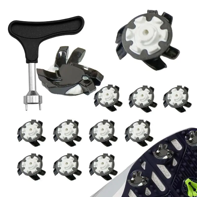 Golf Shoe Spikes 12 Pieces Anti Slip Golf Shoe Spikes Golf Cleat Quick Twist Golf Spikes Golf Cleats Portable Wrench Screw For