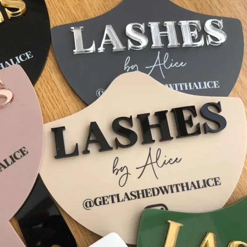 Personalised Acrylic Sign Lashes & Brows Artist Photo Prop Social Media Signs Beauty Salon Decor Handheld Mirror Aesthetics Sign