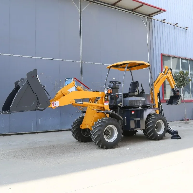 Multi-Functional Four-Wheel Drive Backhoe Loader Fast Operating Speed With Busy Loading At Both Ends