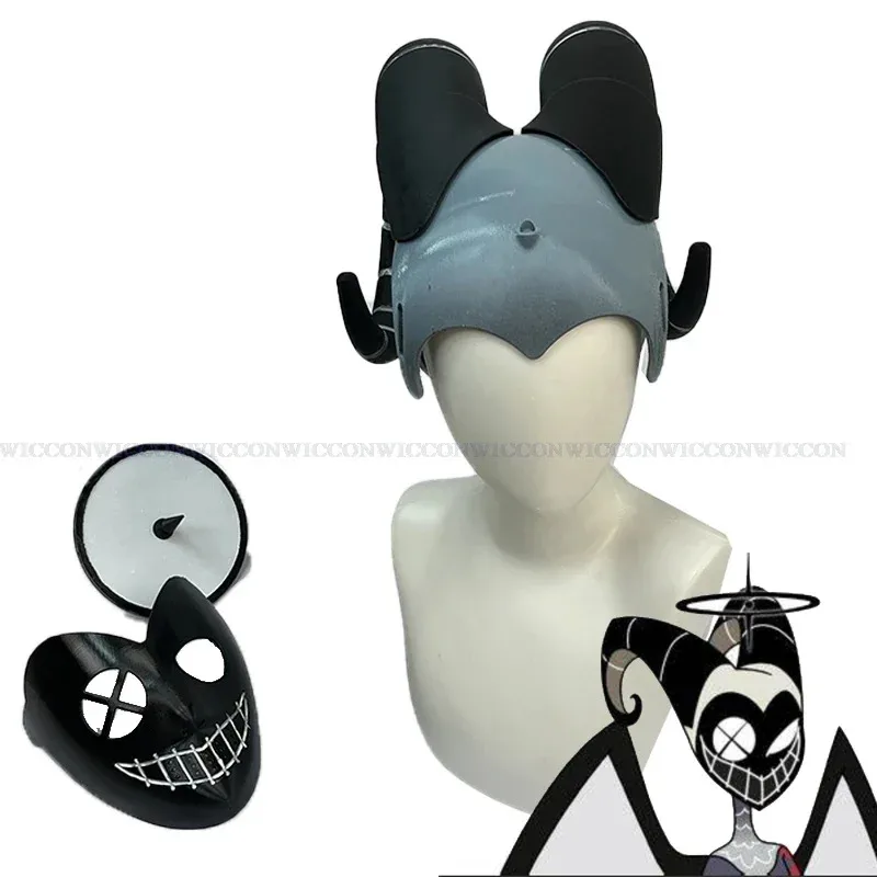 

ss233D Printing Hazbin Lute Mask Helmets Wig Angel Hotel Anime Halloween Carnival Party Cosplay Warrior Prop