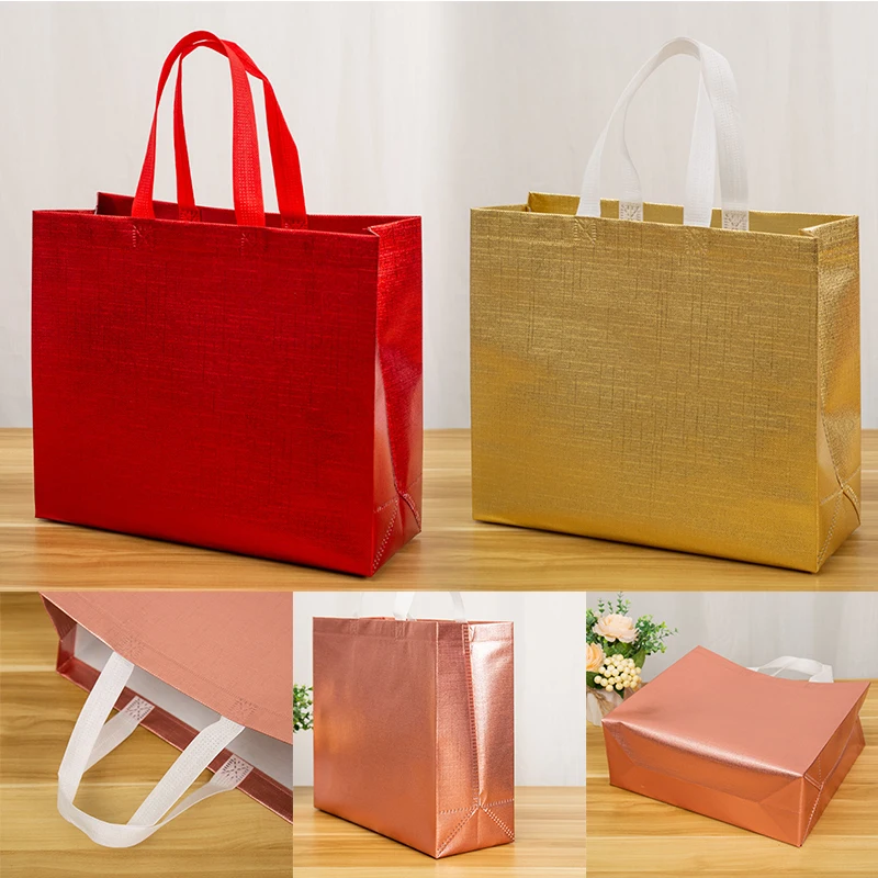 Waterproof Embossed Non-woven Fabric Grocery Bag Film Coated Laser Bag Takeaway Bag Shopping Pouch Eco Bag Shopping Bags