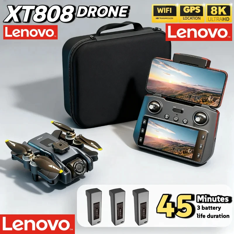 NOUVEAU Drone GPS Lenovo XT808 Professionnel avec Double Caméra HD, Moteur Brushless, WIFI 5G FPV, Quadricoptère RC Pliable, Jouet Hélicoptère