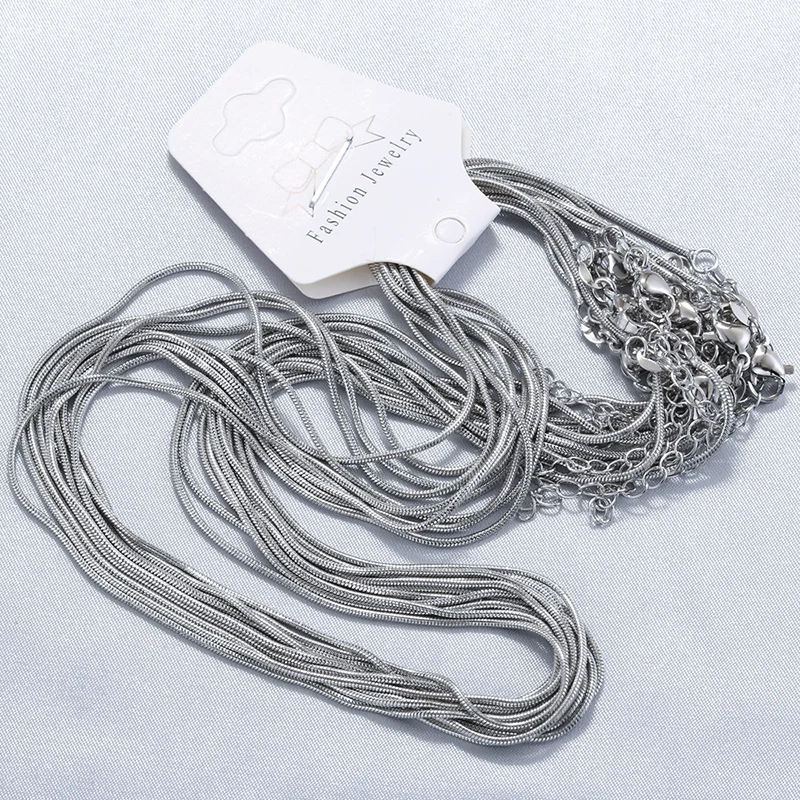 ZHUKOU 550MM/1.2mm Snake Replacement Chain Strap Metal Chain Clasp Jewellery Making Accessories Necklace 10 Pcs Wholesale:VL31