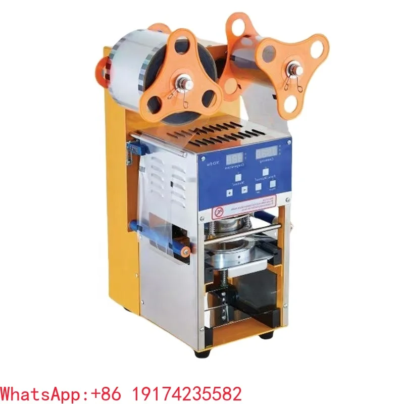 

Bubble Milk Tea Boba Cup Coffee Sealing Film Packaging Cutting Lid Sealer Equipment Plastic PET Cups Sealing Machine