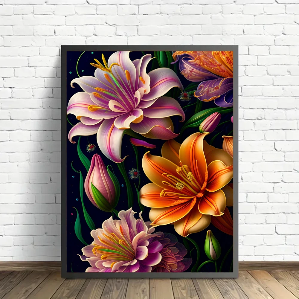 لوحة ماسية ذاتية الصنع بنمط زهور من الأكريليك الدائري بالكامل مناسبة للمبتدئين كهدية لتزيين المنزل #2