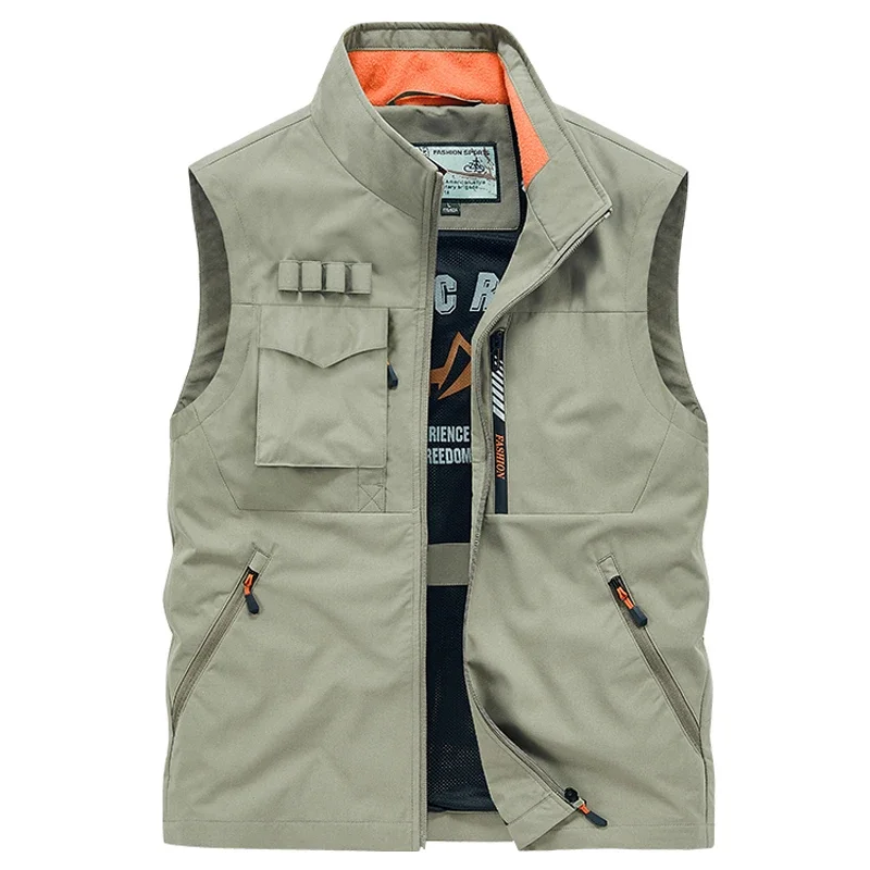 Summer New Outdoor Work Safari Fishing Travel Cargo Vest Men Jacket Multi Pockets Camping Hiking Sleeveless Mesh Waistcoat Vests