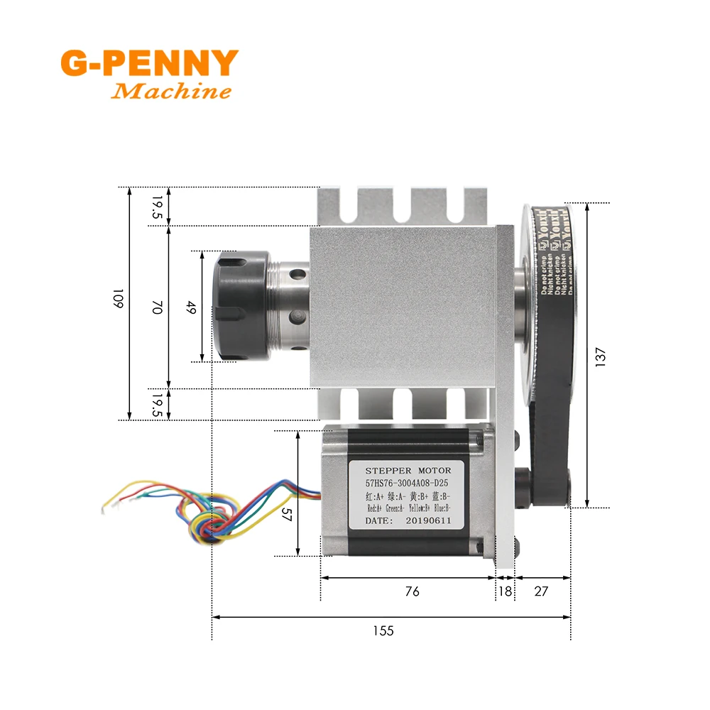 NEMA23 ER32 Chuck 4th Axis Rotation 6:1 CNC dividing head/Rotation/A axis kit for CNC Machine