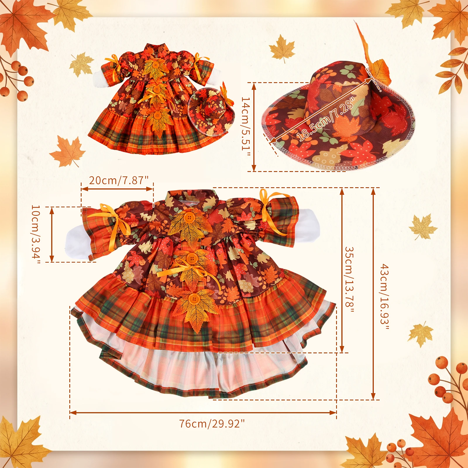 Porch Goose Outfit Autumn Maple Leaves Style 23 Inch Lawn Cement Plastic Goose Costume Decorative Garden Statue Dress Up Clothes