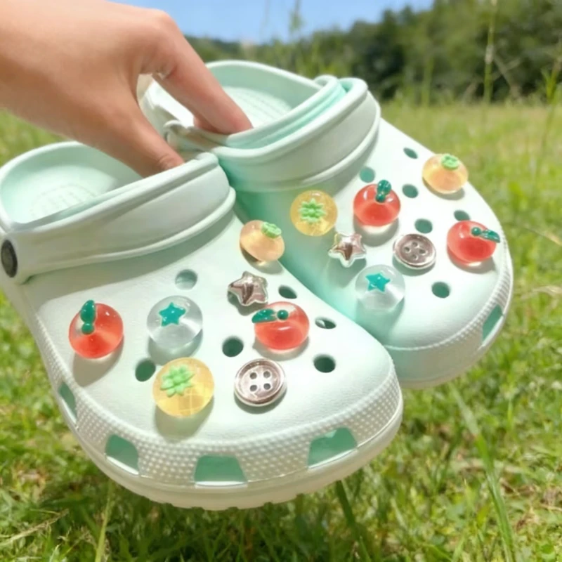 DIY 3D Fruit Tomatoes Shoe Charms Accessories for Clogs Slide Sandals Garden Shoe Decoration Buckle Beach Bag Pins Summer Gifts