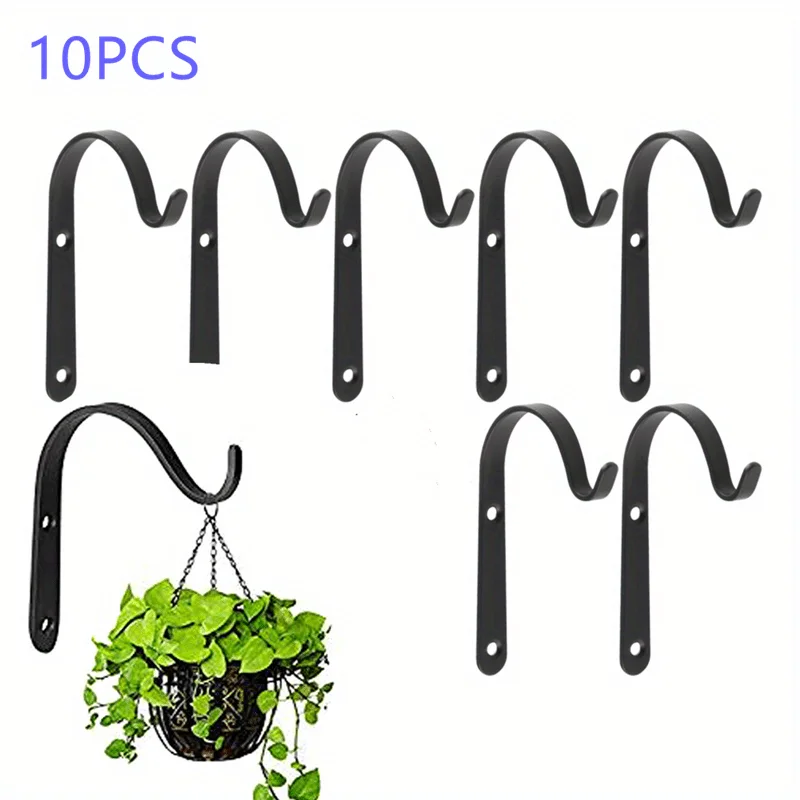 10pcs Iron Wall Light Hook Bracket Wind Chimes Garden Hanging Basket Planter Lantern Flower Pot Home Decoration
